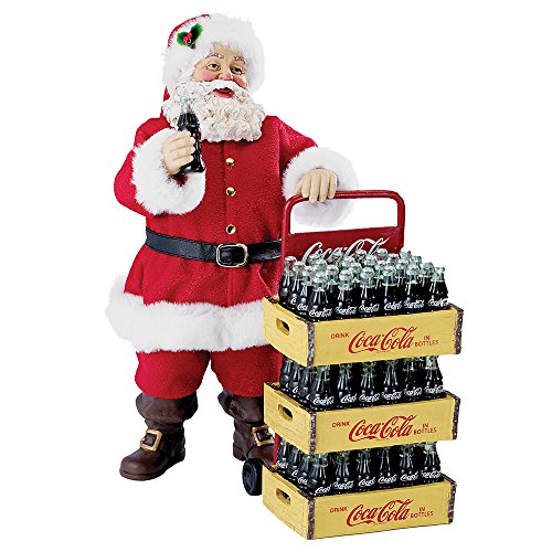 Kurt Adler Coca-Cola Santa with Delivery Cart, 10.5-Inch, Set of 2