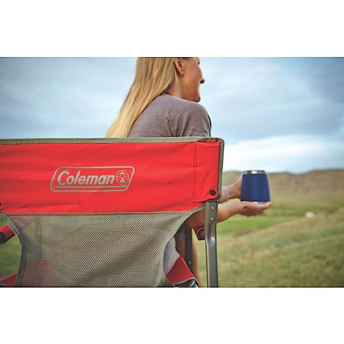 Coleman Outpost Breeze Steel Deck Chair, Portable Folding Chair with Padded Arm Support & Angled Sitting Position for Comfort, Great for Camping, Patio, Tailgating, Sideline Sports, & More