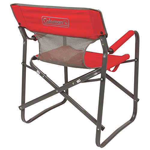 Coleman Outpost Breeze Steel Deck Chair, Portable Folding Chair with Padded Arm Support & Angled Sitting Position for Comfort, Great for Camping, Patio, Tailgating, Sideline Sports, & More