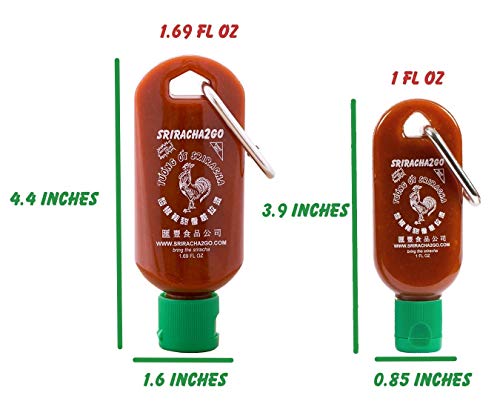 Sriracha2Go Sriracha Mini Keychain Combo Pack - 1.69oz Original and 1oz Mini-S2G (Shipped Empty)