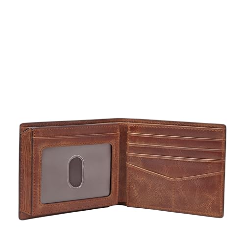 Fossil Men's Derrick RFID-Blocking Leather Bifold Wallet with Flip ID Window for Men