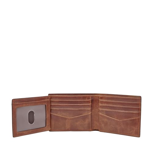 Fossil Men's Derrick RFID-Blocking Leather Bifold Wallet with Flip ID Window for Men