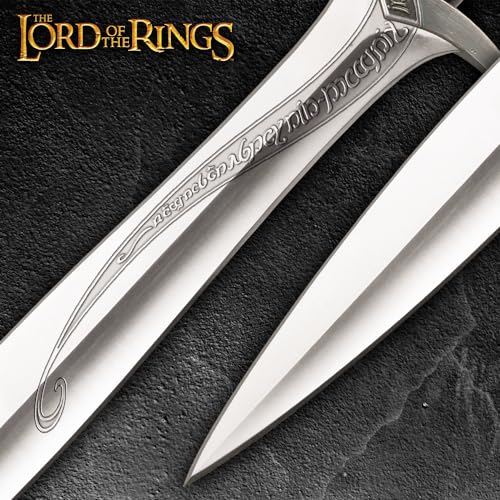 UNITED CUTLERY The Lord of The Rings Sting Sword of Frodo Baggins | Officially Licensed Replica | Engraved Stainless Steel Blade | Includes Wall Plaque | Collectible | Length 22"