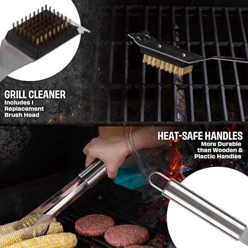 16-Piece BBQ Grill Accessories Set - Barbecue Tool Kit with Aluminum Case for Home Grilling - Great Gift for Birthday or Father’s Day by Home-Complete