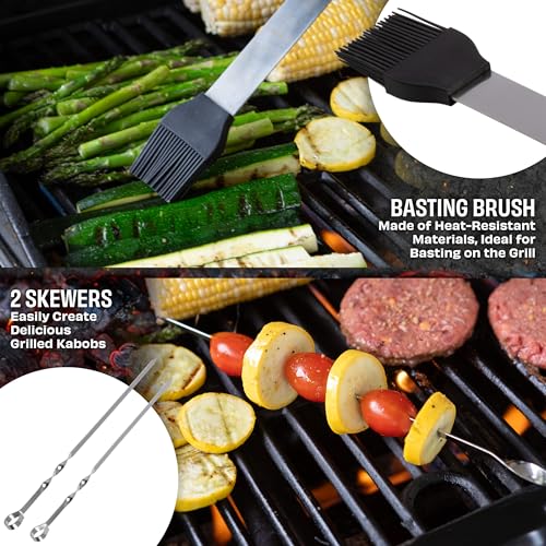 16-Piece BBQ Grill Accessories Set - Barbecue Tool Kit with Aluminum Case for Home Grilling - Great Gift for Birthday or Father’s Day by Home-Complete