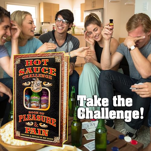 Hot Sauce Challenge Book Of Pleasure & Pain - 12 – 0.75 Ounce Bottles Gift Set - Perfect Premium Gourmet Hot Sauce Gift Set - Try If You Dare!