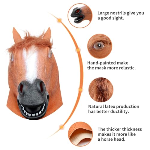 Horse Mask Party Dress Up Horse Head masks for adults Men Masquerade (brown)