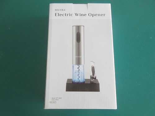 Secura Electric Wine Opener, Automatic Electric Wine Bottle Corkscrew Opener with Foil Cutter, Rechargeable (Stainless Steel)