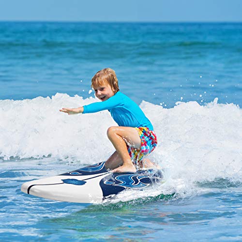 Giantex 6' Surfboard Surfing Surf Beach Ocean Body Foamier Board with Removable Fins, Great Beginner Board for Kids, Youth and Children