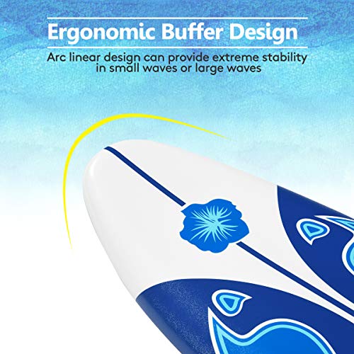 Giantex 6' Surfboard Surfing Surf Beach Ocean Body Foamier Board with Removable Fins, Great Beginner Board for Kids, Youth and Children