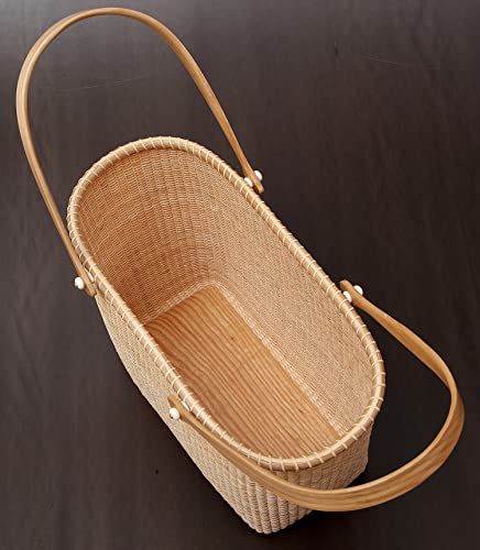 Nantucket with Handle Tall Tote Office Tote Handmade Cane-on-cane Weave Tote Handbags Picnic Baskets Large Tote Bag for Women Top Handle Handbag With Home Outdoor Storage