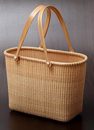 Nantucket with Handle Tall Tote Office Tote Handmade Cane-on-cane Weave Tote Handbags Picnic Baskets Large Tote Bag for Women Top Handle Handbag With Home Outdoor Storage