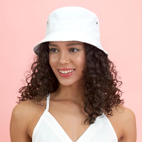 Bucket Hat - Unisex 100% Cotton & Denim UPF 50 Packable Summer Travel Beach Sun Hat