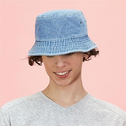 Bucket Hat - Unisex 100% Cotton & Denim UPF 50 Packable Summer Travel Beach Sun Hat