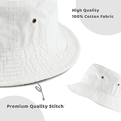 Bucket Hat - Unisex 100% Cotton & Denim UPF 50 Packable Summer Travel Beach Sun Hat