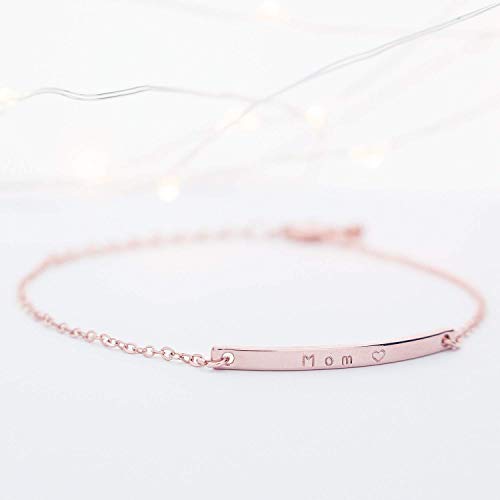 16K Gold Your Name Bar Bracelet - Personalized gift Gold Plated bar Delicate Hand Stamp Best bridesmaid Wedding Graduation Gift