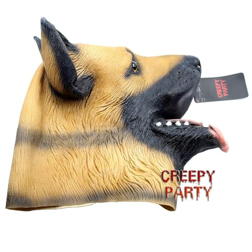 Dog Head Mask Halloween Party Dog Costume Masks Mask Super Bowl Underdog Costume Latex Animal Head Mask (German shepherd)