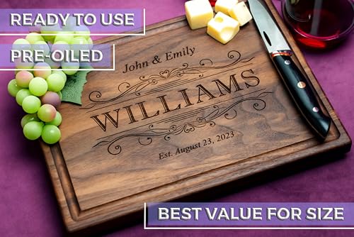 Straga Personalized Cutting Boards, Custom Engraved Wood Chopping Block- Handmade - Best Wedding, Housewarming, Anniversary, Birthday, Christmas Gift Idea For Friends, Couples, Family, Mom, Dad