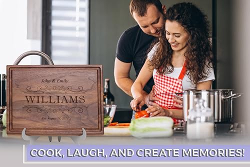 Straga Personalized Cutting Boards, Custom Engraved Wood Chopping Block- Handmade - Best Wedding, Housewarming, Anniversary, Birthday, Christmas Gift Idea For Friends, Couples, Family, Mom, Dad