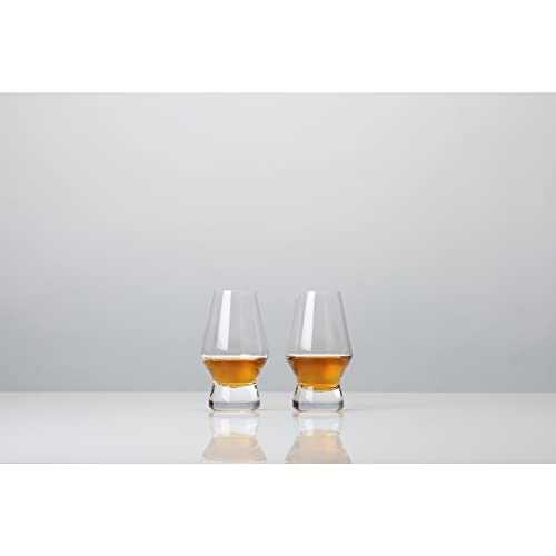 Viski Footed Crystal Scotch Glasses Set of 2 - Premium Liquor Drinking Glass, Classic Whiskey Bourbon Glasses and Scotch Glass Gift Set, 8 oz