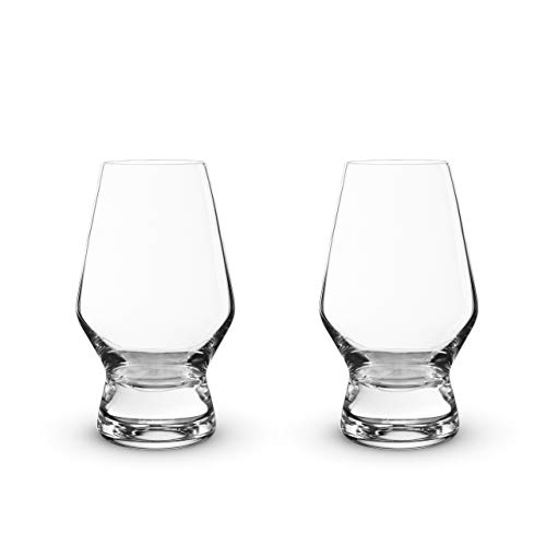 Viski Footed Crystal Scotch Glasses Set of 2 - Premium Liquor Drinking Glass, Classic Whiskey Bourbon Glasses and Scotch Glass Gift Set, 8 oz