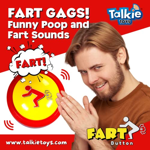 Talkie Toys Products Fart Button - Lights Up and Plays 20 Funny Fart Sounds - Fart Games, Fart Pranks, Office Humor and More