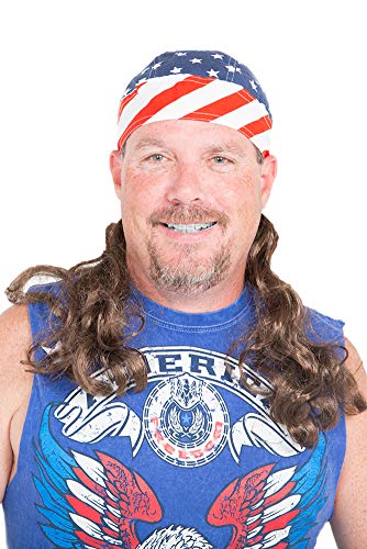 Mullet On The Go - The Freebird Mullet Costume Wig Skull Cap, One Size