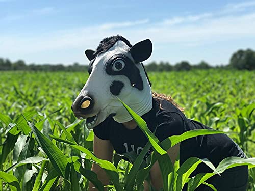 CreepyParty Animal Mask Cow Head Funny Masquerade For Adults Dressing Up Cow Masks (black)