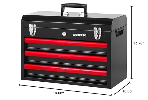 WORKPRO 408-Piece Mechanics Tool Set, General Household Home Repair Tool Kit with 3-Drawer Heavy Duty Metal Box, Hand Tool Kit Set 1 Pack