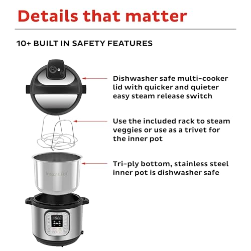 Instant Pot Duo 7-in-1 Electric Pressure Cooker, Slow Cooker, Rice Cooker, Steamer, Sauté, Yogurt Maker, Warmer & Sterilizer, Includes App With Over 800 Recipes, Stainless Steel, 8 Quart