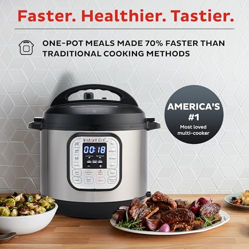 Instant Pot Duo 7-in-1 Electric Pressure Cooker, Slow Cooker, Rice Cooker, Steamer, Sauté, Yogurt Maker, Warmer & Sterilizer, Includes App With Over 800 Recipes, Stainless Steel, 8 Quart