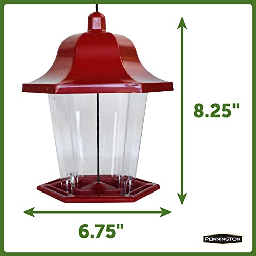 Pennington Songbird Lantern Bird Feeder, Red, 8 inches high 6 inches wide at top, (100511311)