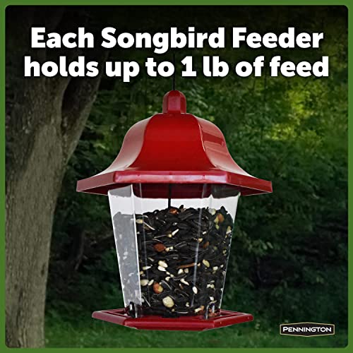 Pennington Songbird Lantern Bird Feeder, Red, 8 inches high 6 inches wide at top, (100511311)