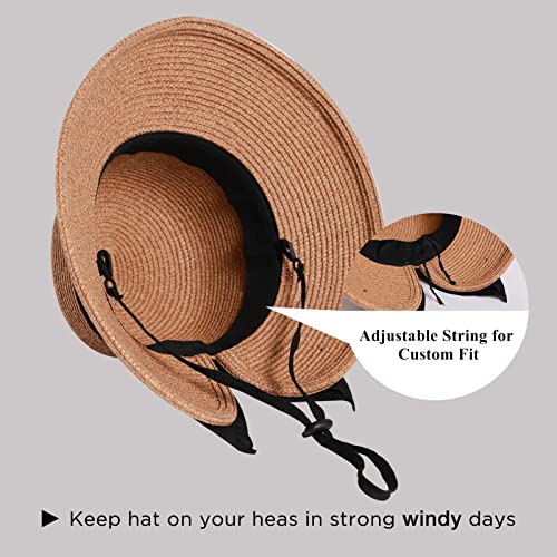 Comhats Sun Hat for Womens Floppy Summer Beach Straw Hats Accessories Wide Brim SPF 50 55-64CM