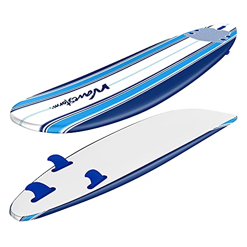 Wavestorm 8ft Classic Surfboard // Foam Wax Free Soft Top Longboard for Adults and Kids of All Levels of Surfing