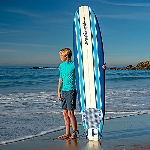 Wavestorm 8ft Classic Surfboard // Foam Wax Free Soft Top Longboard for Adults and Kids of All Levels of Surfing