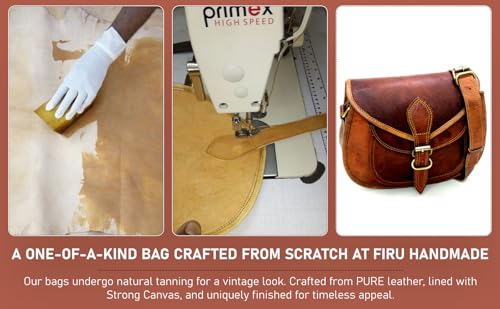 Firu-Handmade Women Vintage Style Genuine Leather Crossbody Shoulder Bag Satchel ladies Purse Saddle Bag Crossover Bags for Women Travel