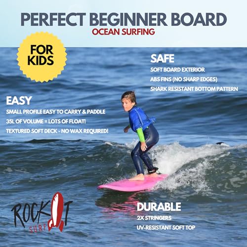 Rock-It 4'10" CHUB Soft Top Surfboard, Kids Surfboard, Mini Surfboard, Innovative Design Easy to Paddle and Maneuverable Small Surfboard and Beginner Surfboard