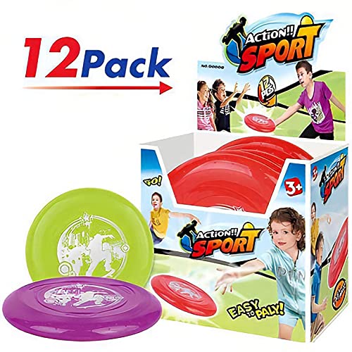 Liberty Imports 12 Pack: Plastic Flying Sports Discs Set for Outdoors Beach Backyard Throwing and Catching Activities, 9" Play Discs for Kids & Adults