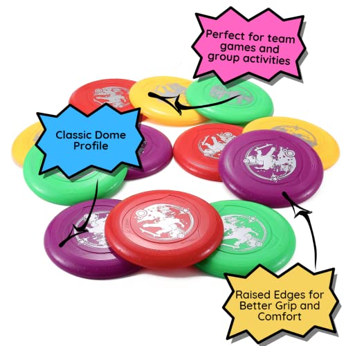 Liberty Imports 12 Pack: Plastic Flying Sports Discs Set for Outdoors Beach Backyard Throwing and Catching Activities, 9" Play Discs for Kids & Adults