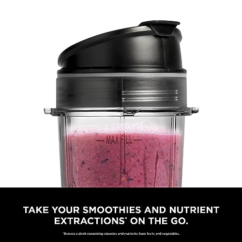 Ninja Fit Compact Personal Blender, Portable Blender for Smoothies, Shakes, Food Prep, and Frozen Blending, 700-Watt Base and (2) 16-oz. Cups & Spout Lids, Black QB3001SS