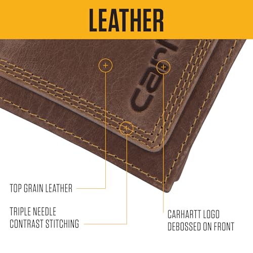 Carhartt Men's Rugged Leather Triple Stitch Wallet, Available in Multiple Styles