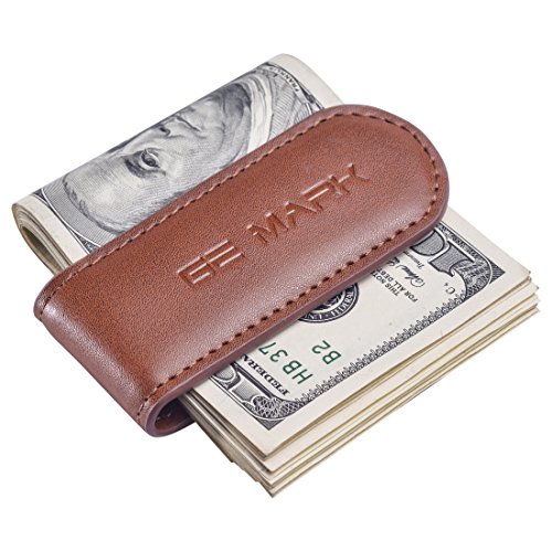 Leather Money Clip - Strong Magnets Holds 30 banknotes - for Men - Cash Leather Card Holder - Gift Box