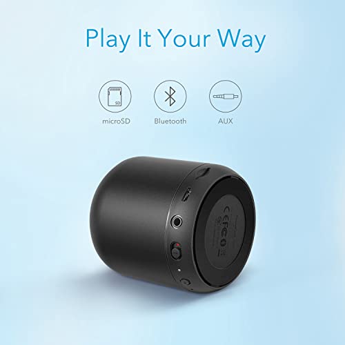 Anker Soundcore Mini, Super-Portable Bluetooth Speaker with FM Radio, 15-Hour Playtime, 66 ft Bluetooth Range, Enhanced Bass, Noise-Cancelling Microphone - Black