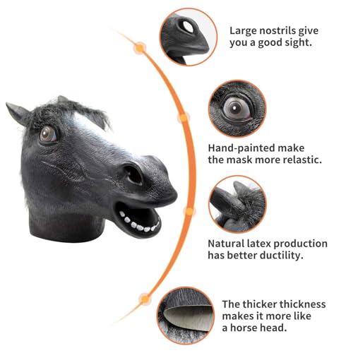 Horse Mask Party Dress Up Horse Head masks for adults Men Masquerade (black)