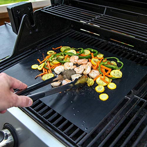 Grill Mat - Set of 5 Heavy Duty Grill Mats Non Stick, BBQ Outdoor Grill & Baking Mats - Reusable, Easy to Clean Barbecue Grilling Accessories - Work on Gas Charcoal Electric - Extended Warranty