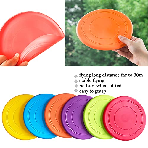 Kids Flying Disc Toy Outdoor Playing Lawn Game Disk Flyer for Kindergarten Teaching Soft Silicone Colorful 6 Pack Bulk Set…