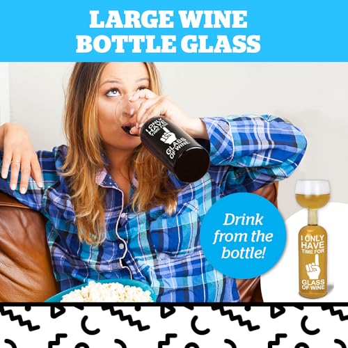 BigMouth Inc. Wine Bottle Glass - “I Only Have Time for 1 Glass of Wine”, Large Wine Glass, Holds an entire 750mL Bottle of Wine