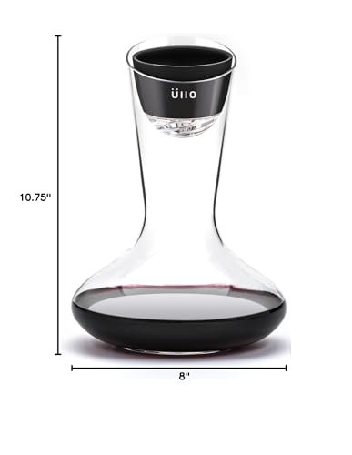 Ullo Wine Purifier with Hand Blown Decanter and 6 Selective Sulfite Filters, Restore the Natural Purity of Wine