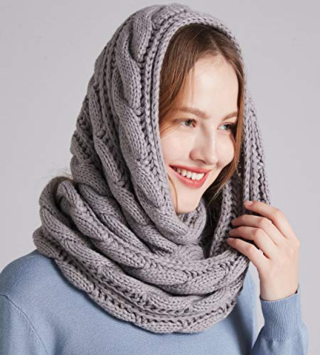 NEOSAN Womens Thick Ribbed Knit Winter Infinity Circle Loop Scarf Twist Grey